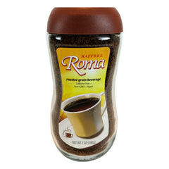 Kaffree Roma original packaging highlights a plant-based, caffeine-free blend.