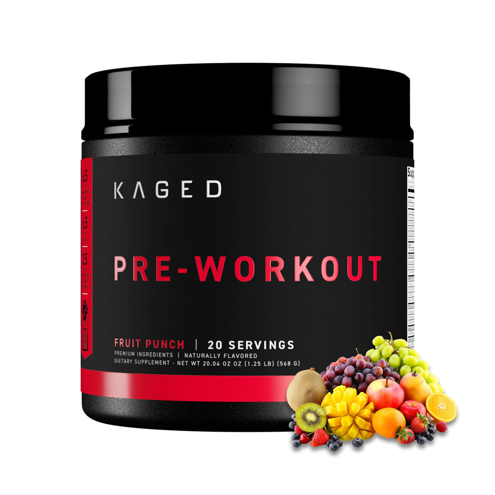 Kaged Original Pre-Workout Fruit Punch scoop ready to mix for focused training