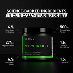 Kaged Original Pre-Workout Fruit Punch tub label highlights ingredients