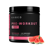 Kaged Sport Pre Workout Watermelon tub shows a clean energy formula for focused workouts.