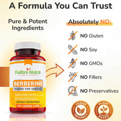 Kaibro Nutra Berberine vegan gluten-free pack on shelf