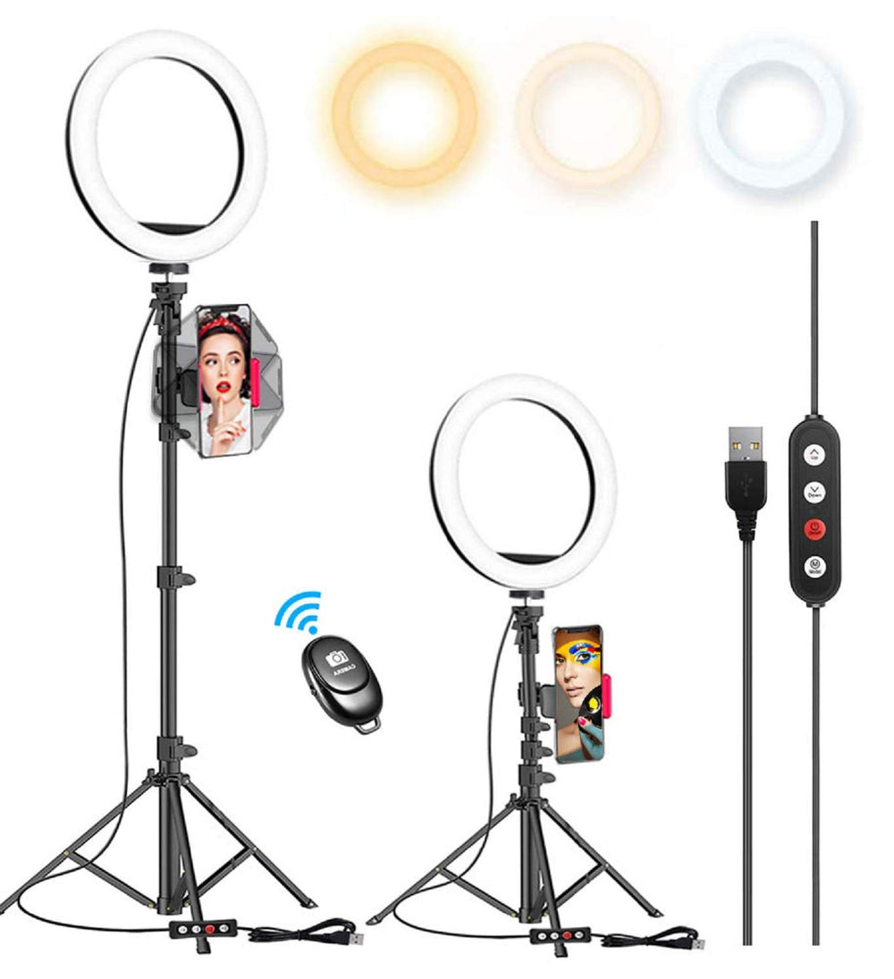 Kaiess 10.2 inch ring light with adjustable tripod for even makeup lighting
