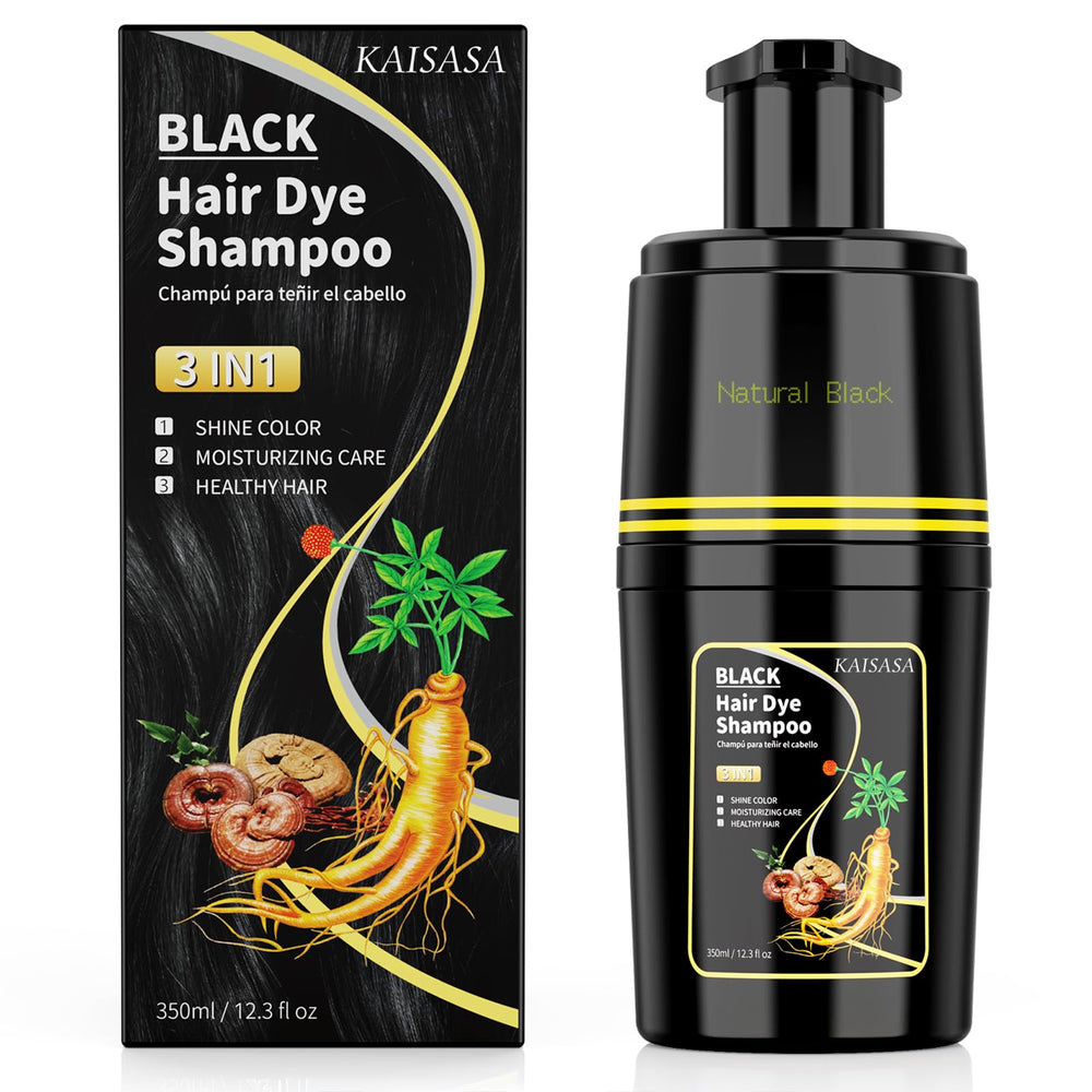 KAISASA Black Hair Dye Shampoo delivers 100% grey coverage for bold black color.