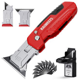 Kaiweets 2-in-1 knife and scraper with blade storage in red zinc alloy.