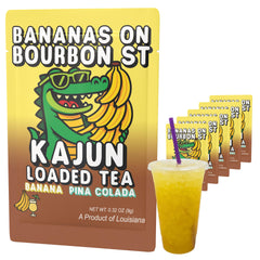 KAJUN LOADED TEA Bananas on Bourbon St packet for on-the-go energy with tropical flavor.