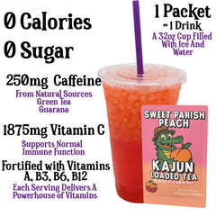 Kajun Loaded Tea ready-to-drink glass demonstrates refreshing zero-calorie flavor.