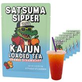 Kajun Loaded Tea Satsuma Sipper packaging showcases bright citrus flavor for sunny drinks