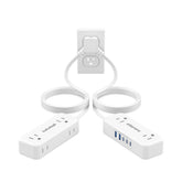 Kakahigh split extension cord 10ft left side for tidy bedside setup.
