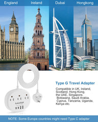 Kakahigh US-to-UK plug adapter with multiple ports for simultaneous charging