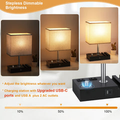 Kakanuo wooden base lamp keeps your phone or tablet organized.