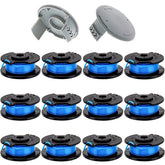 KAKO AC14RL3A spool packaging with 12 spools and 2 caps for Ryobi trimmers.