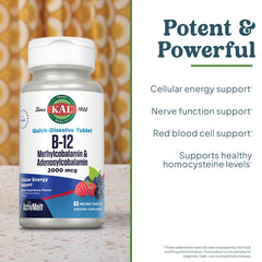 KAL B12 ActivMelt tablet dissolves quickly in the mouth for convenience.