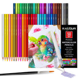 KALOUR watercolor pencils 50-color set in case for organized color planning.
