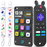 Kaodezhu remote teether with colorful buttons for safe teething play.