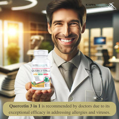 KAPPA NUTRITION Quercetin Plus bottle side view with vitamin C and bromelain ingredients
