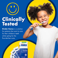 KAREX Kinder Karex toothpaste tube-back with SLS-free ingredient note.