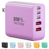 Karhood 60W 5-Port USB-C charger front view for quick multi-device charging.