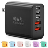 Karhood 60W 5-Port USB-C charger block, front view for multi-device charging.