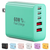 Karhood USB-C Charger Block 60W with 5 ports enables fast multi-device charging.