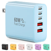 Karhood USB C charger block front view showing 60W speed for quick charging
