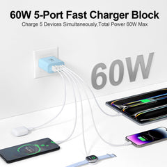 Karhood USB C charger block side ports enabling simultaneous charging of multiple devices