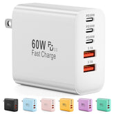 Karhood USB C charger block 60W 5-port front view for fast multi-device charging