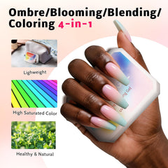 Karroy blooming nails effect with color blending and floral accents