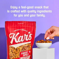 Honey roasted peanuts balance sweetness in Kar's Sweet 'N Spicy Trail Mix.