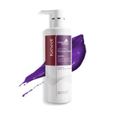 Karseell Purple Shampoo bottle on a bathroom counter neutralizes brass on bleached hair