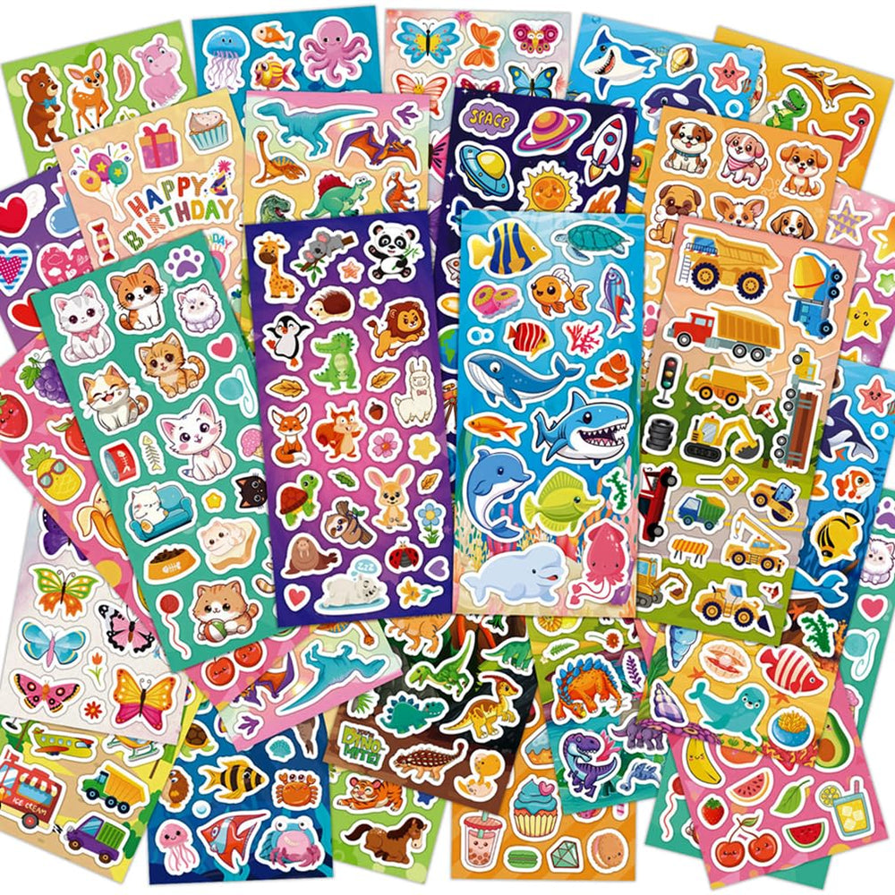 KARSLORA 36-sheets sticker pack overview with vibrant craft designs.