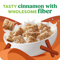 Shredded wheat biscuits coated with cinnamon for wholesome crunch