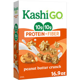 Kashi GO Peanut Butter Crunch cereal in a bowl with milk