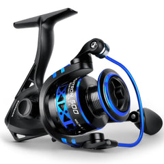 KastKing Centron spinning reel in black-blue with smooth, reliable spool for long casts