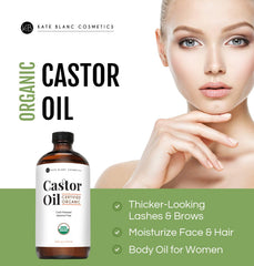 Kate Blanc Cosmetics castor oil bottle with dropper precision application