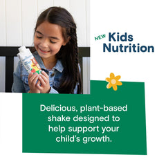 Kate Farms Kids Nutrition Vanilla Shake as a smoothie base with fruits and greens.