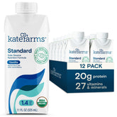 Kate Farms Organic 1.4 Vanilla bottle label, rich in calories and nutrients