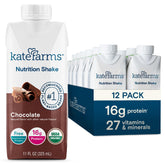 Kate Farms Organic Chocolate Shake label front highlights organic nutrition