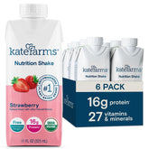 Kate Farms Organic Nutrition Shake front bottle in strawberry flavor for daily nutrition
