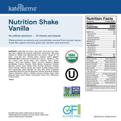 Kate Farms Vanilla Shake serving in a glass, ready to drink