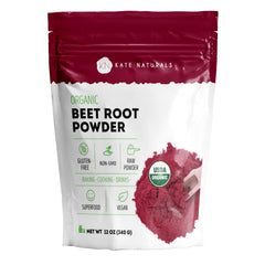 Kate Naturals Beet Root Powder bottle for everyday smoothies and nutrition