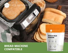 Kate Naturals milk powder swirling into coffee for a creamy, café-like taste.