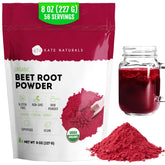 Kate Naturals beet root powder in a bottle adds earthy color to smoothies.