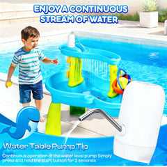 Katroiy Water Table Pump installation guide shows an easy setup for quick water play.