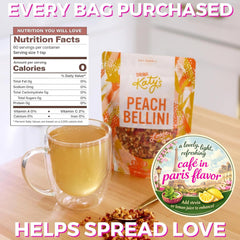 Katys Peach Bellini loose tea with peach slices and mango pieces visible