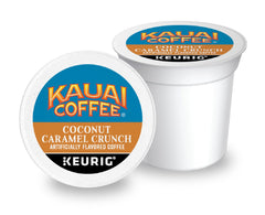 Kauai Coffee Coconut Caramel Crunch K-Cup, convenient single-serve option for Keurig.