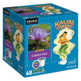 Kauai Coffee Garden Isle medium roast K-Cups for Keurig, 48-pack, ideal for quick Keurig mornings.