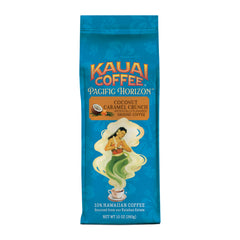 Kauai Coffee ground coffee bag showing branding for rich morning brews.