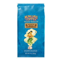 Kauai Coffee Koloa Estate bag on counter preserves freshness for home brewing