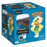 Kauai Coffee Na Pali Coast dark roast pods shown for Keurig use