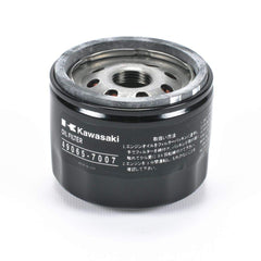 Kawasaki engine oil filter closeup showing durable construction for maintenance.